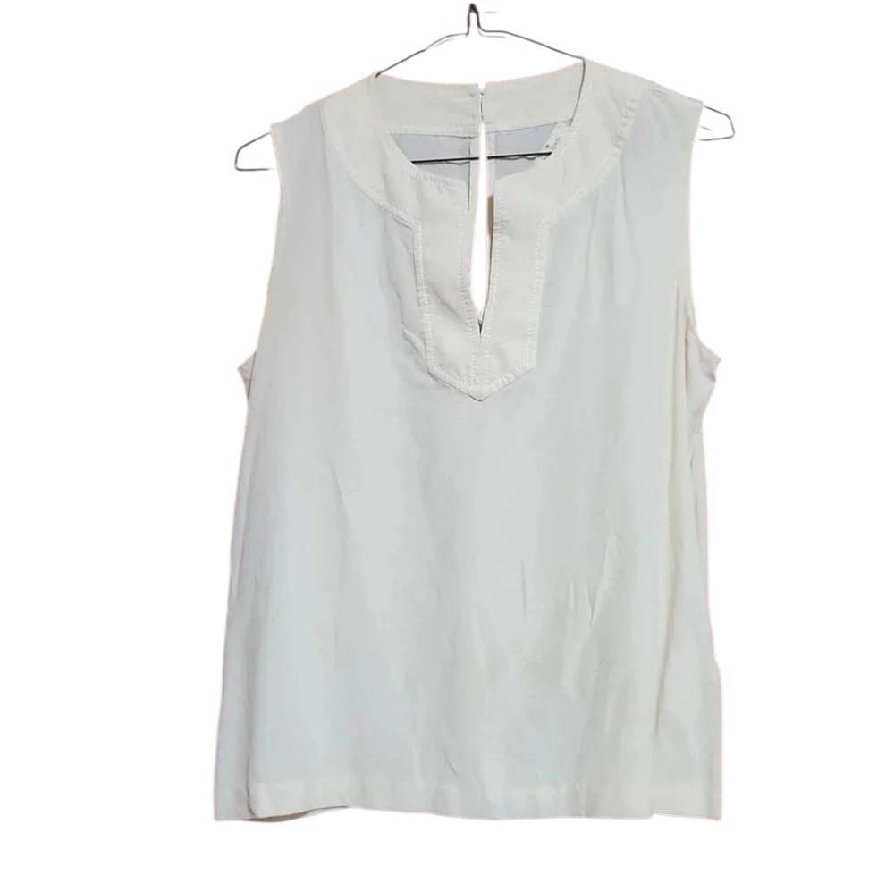 Kate Spade Sheer White Cream V-neck Tunic Silk Blouse Top